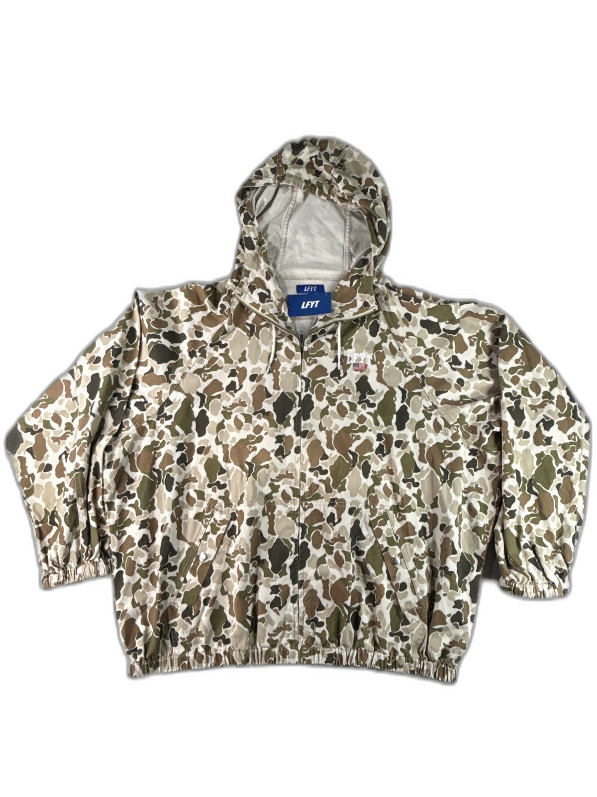 LFYT Camo Hooded Jacket Mens Camouflage Outdoor Full Zip Lightweight