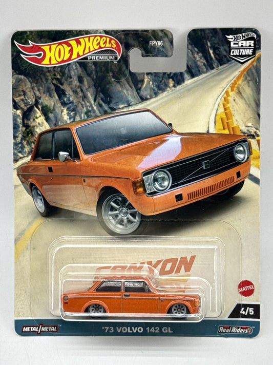 Hot Wheels Premium '73 Volvo 142 GL Car Culture Die Cast Orange Metal
