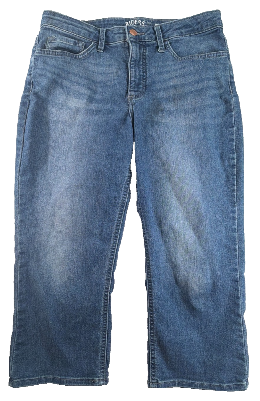Riders By Lee Capri Jeans Womens 10M Mid Rise Stretch Denim Cropped Blue Pants