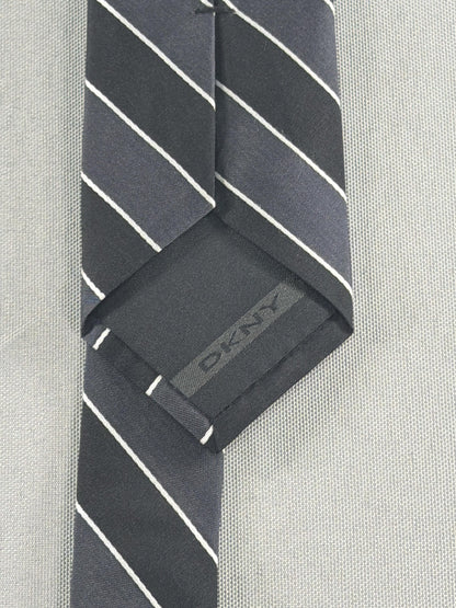 DKNY Necktie Mens One Size Blue Striped Skinny Woven Pointed Dress Business Red