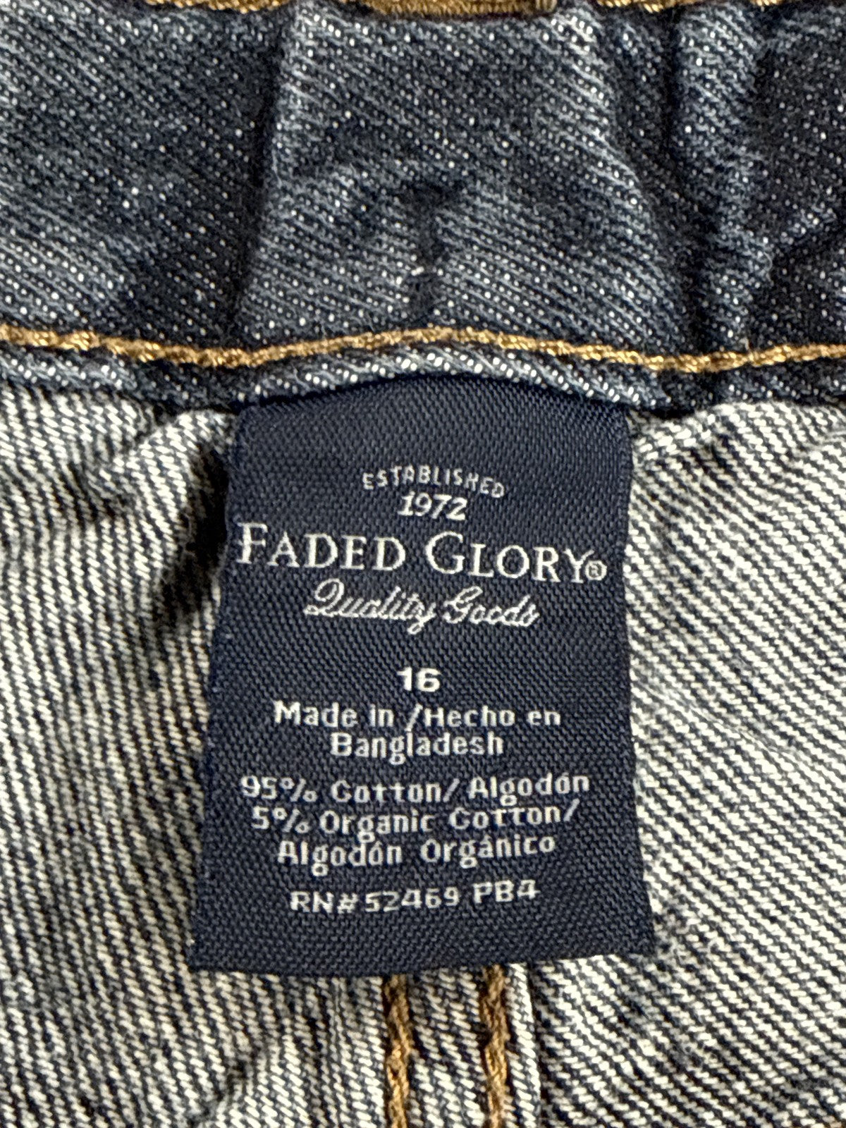 Faded Glory Straight Leg Jeans 16 Blue Distressed Cotton Organic Regular