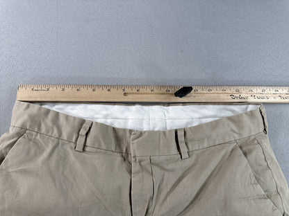 EXPRESS Chino Pants 34 34/32 Beige Cotton Spandex Flat Front Regular Fit Slim