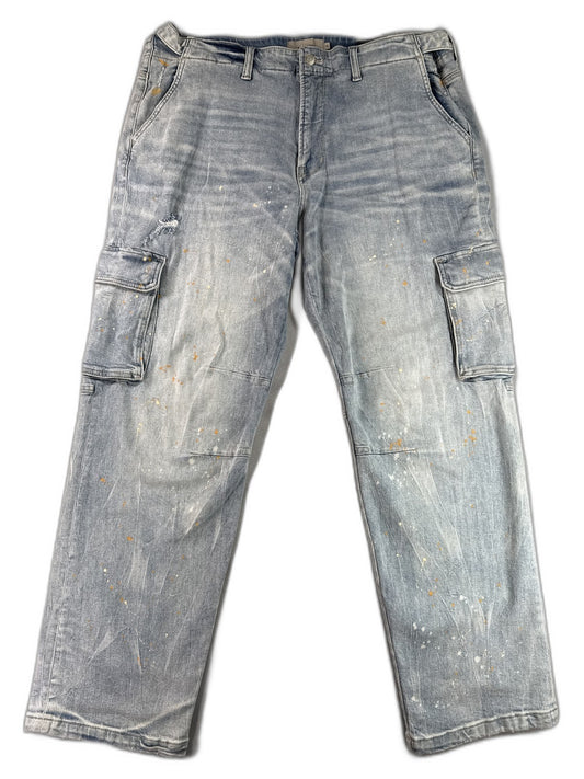 Hudson Cargo Pants Mens 40 Light Wash Denim Vintage Paint Splatter Distressed