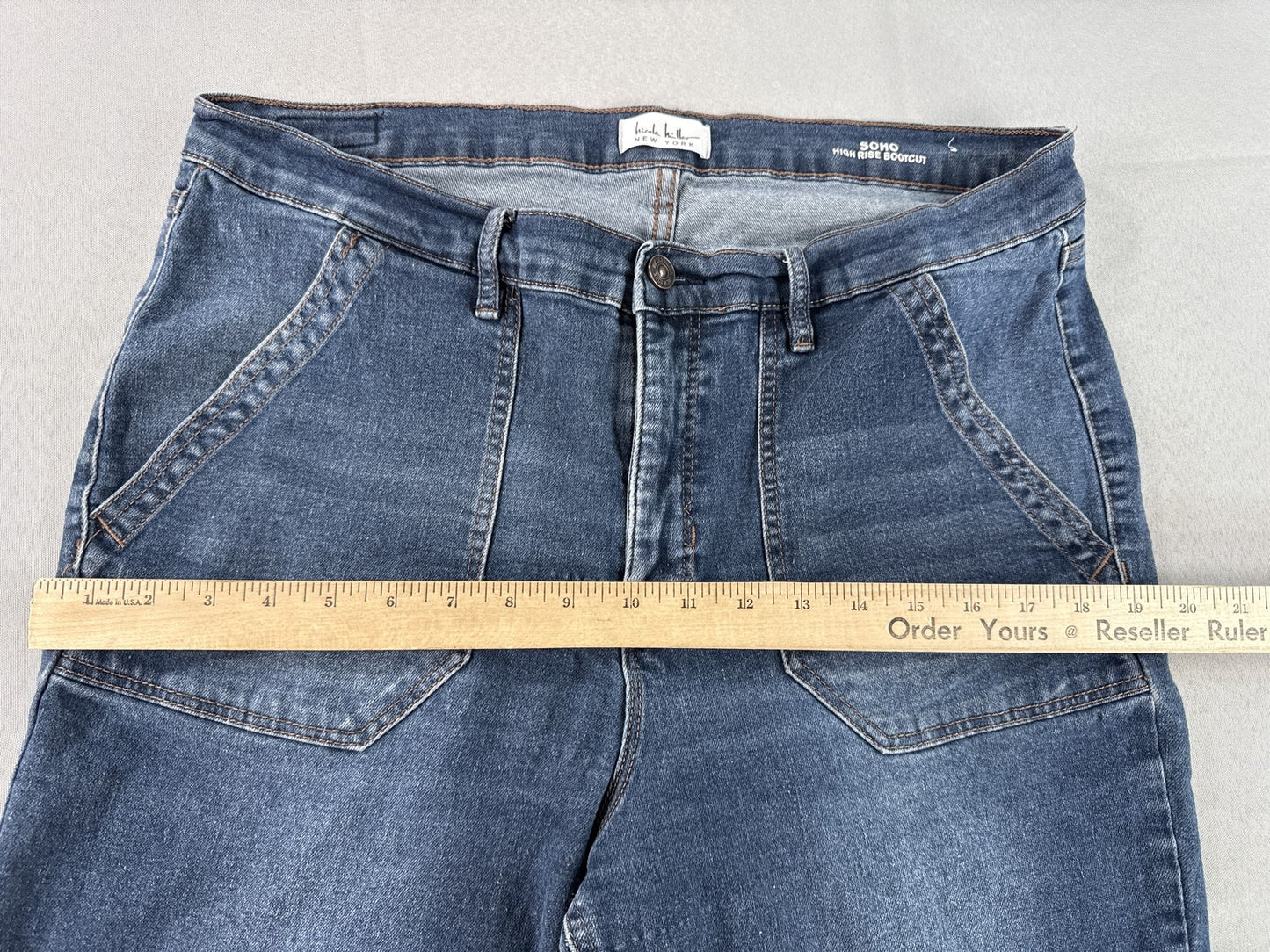 Nicole Miller York SOHO High Rise Slim Ankle Jeans 14 Blue Stretch Denim