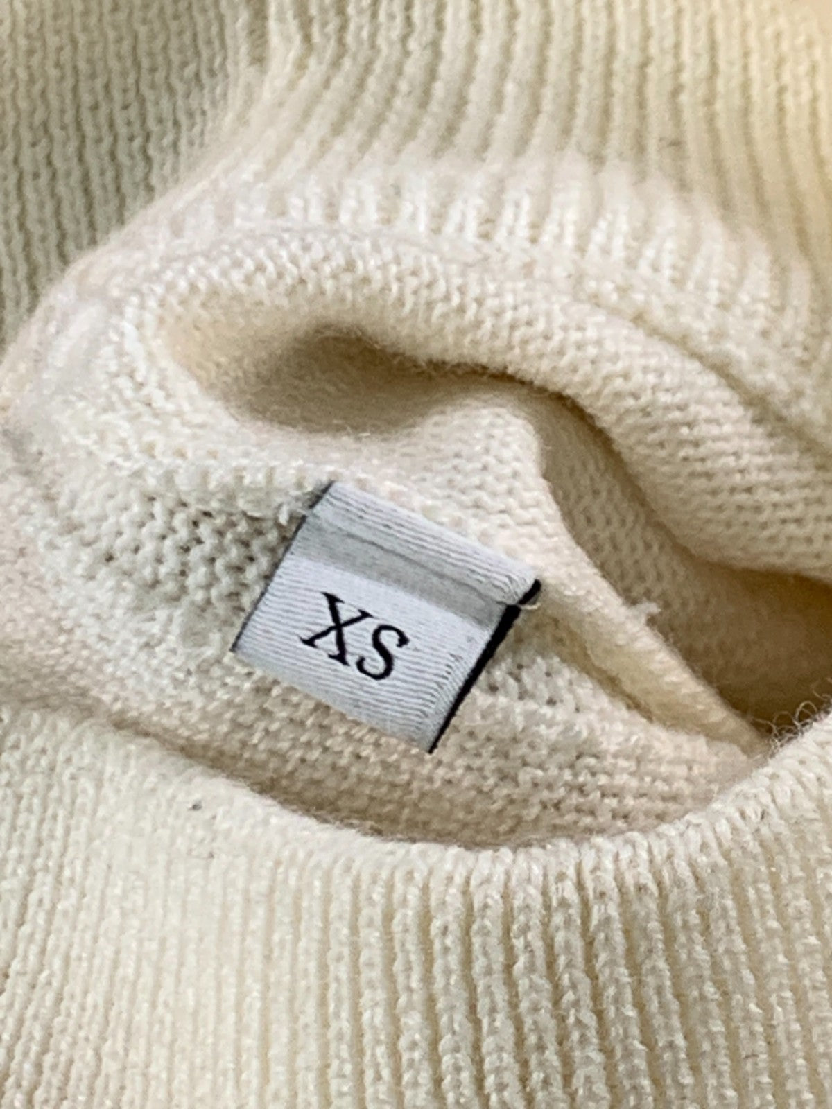 Sandro Paris Women XS Ivory Mock Neck Fine Knit Pullover Sweater Minimalist