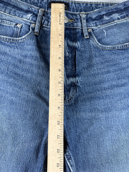 Free Assembly Distressed High Rise Straight Jeans Womens 8 Blue Denim Wash Super