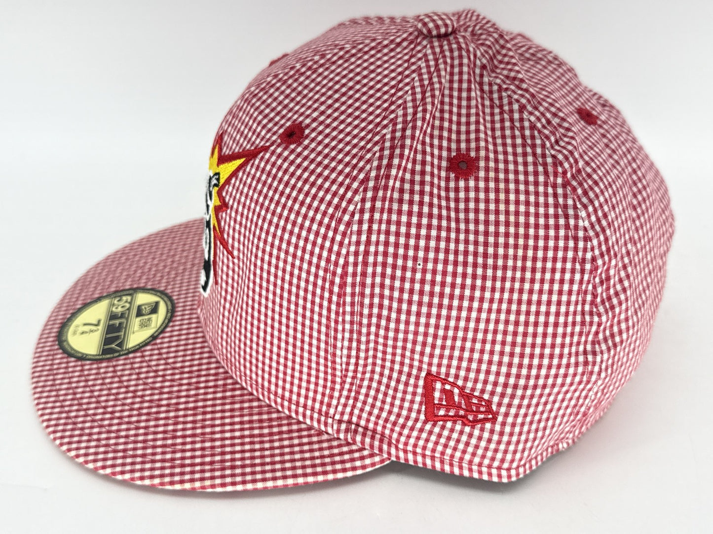 Hundreds 59FIFTY Atom Bomb Streetwear Hat 7 3 Red 100% Cotton Fitted Checkered