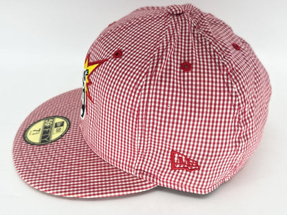 Hundreds 59FIFTY Atom Bomb Streetwear Hat 7 3 Red 100% Cotton Fitted Checkered