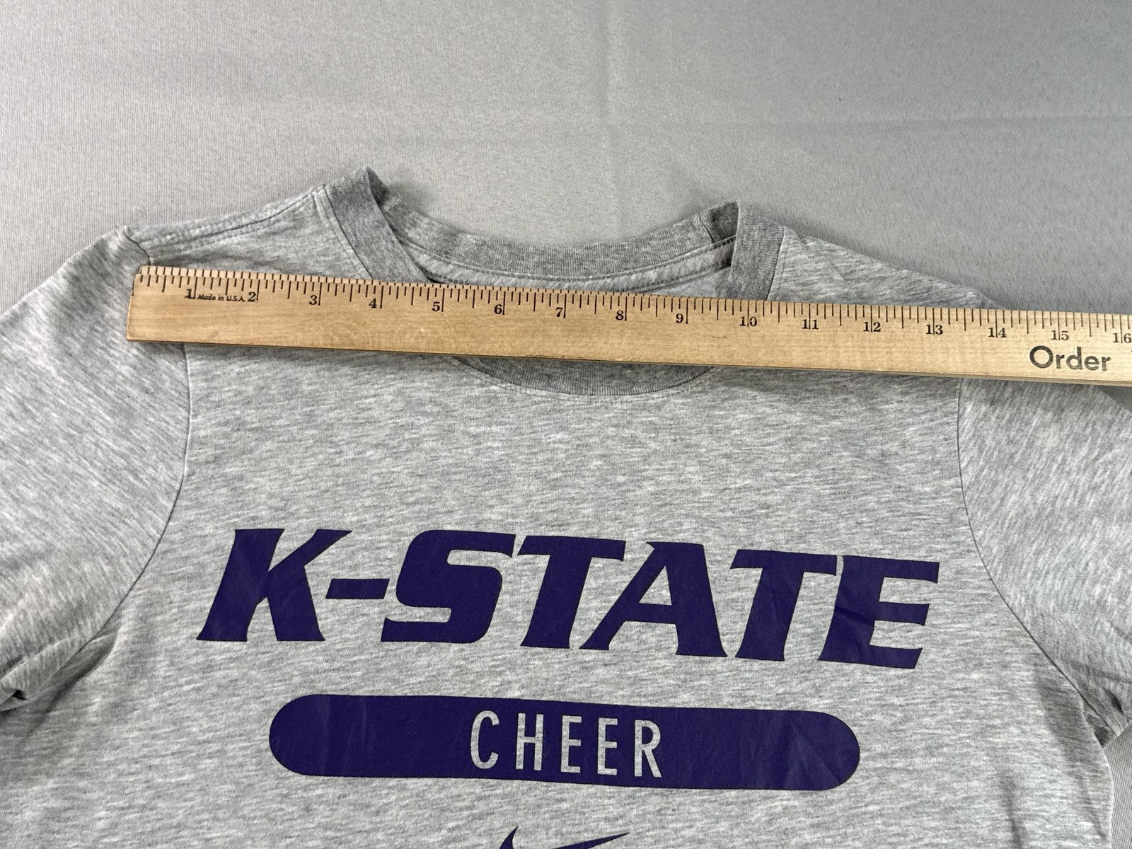 Nike K State Dri Fit Tee S Gray Polyester Athletic Crewneck Short Sleeve