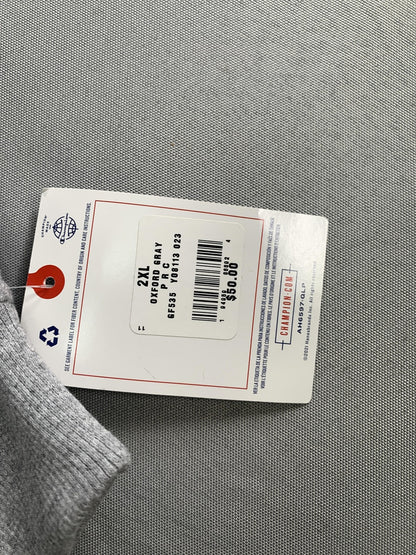 Champion Sweatshirt Mens 2XL Gray Oxford Script Logo Crewneck Fleece code Red