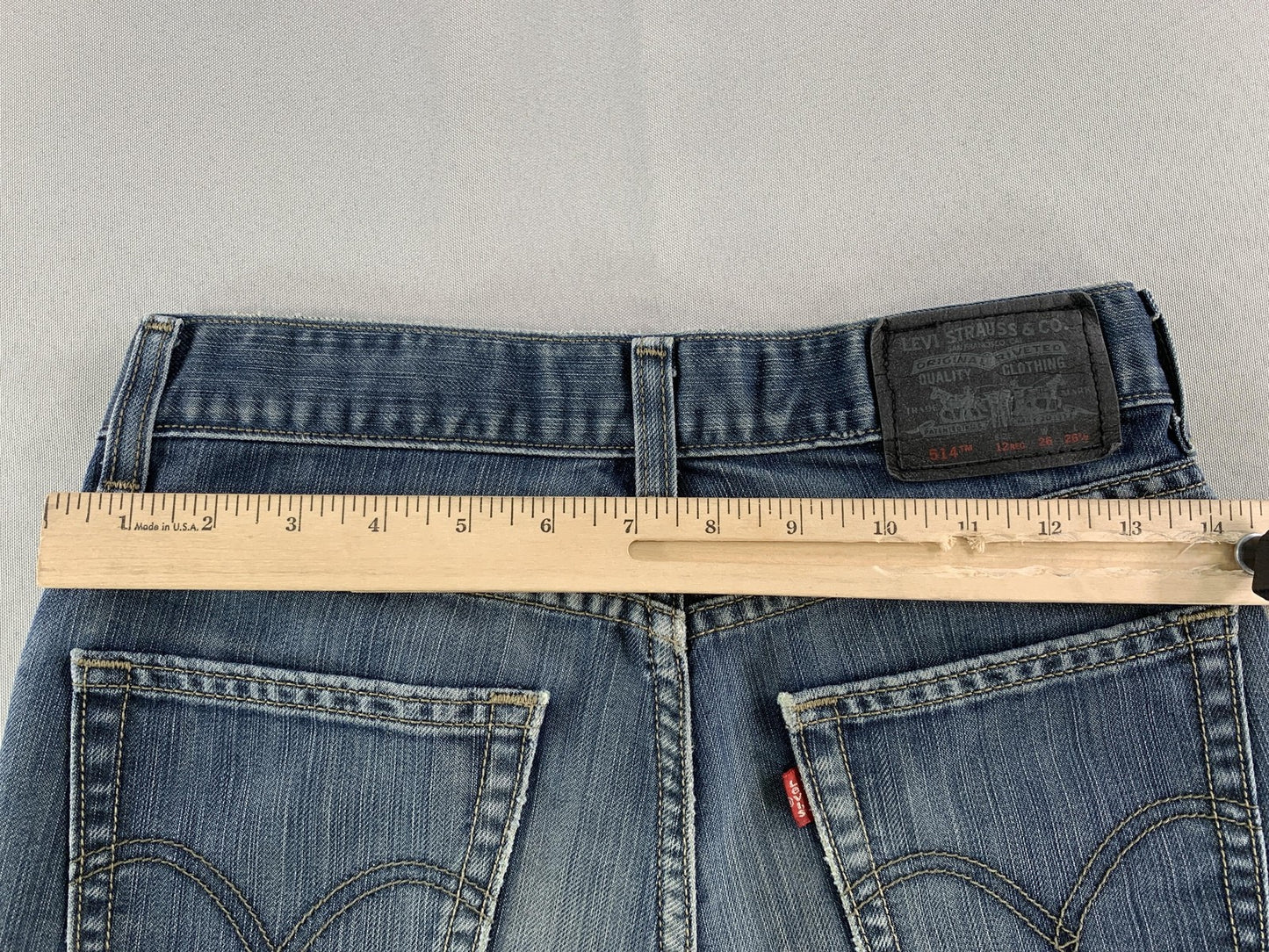 Levis 514 Jeans Mens 26x29.5 Blue Slim Straight Red Tab Denim Mid Rise Classic