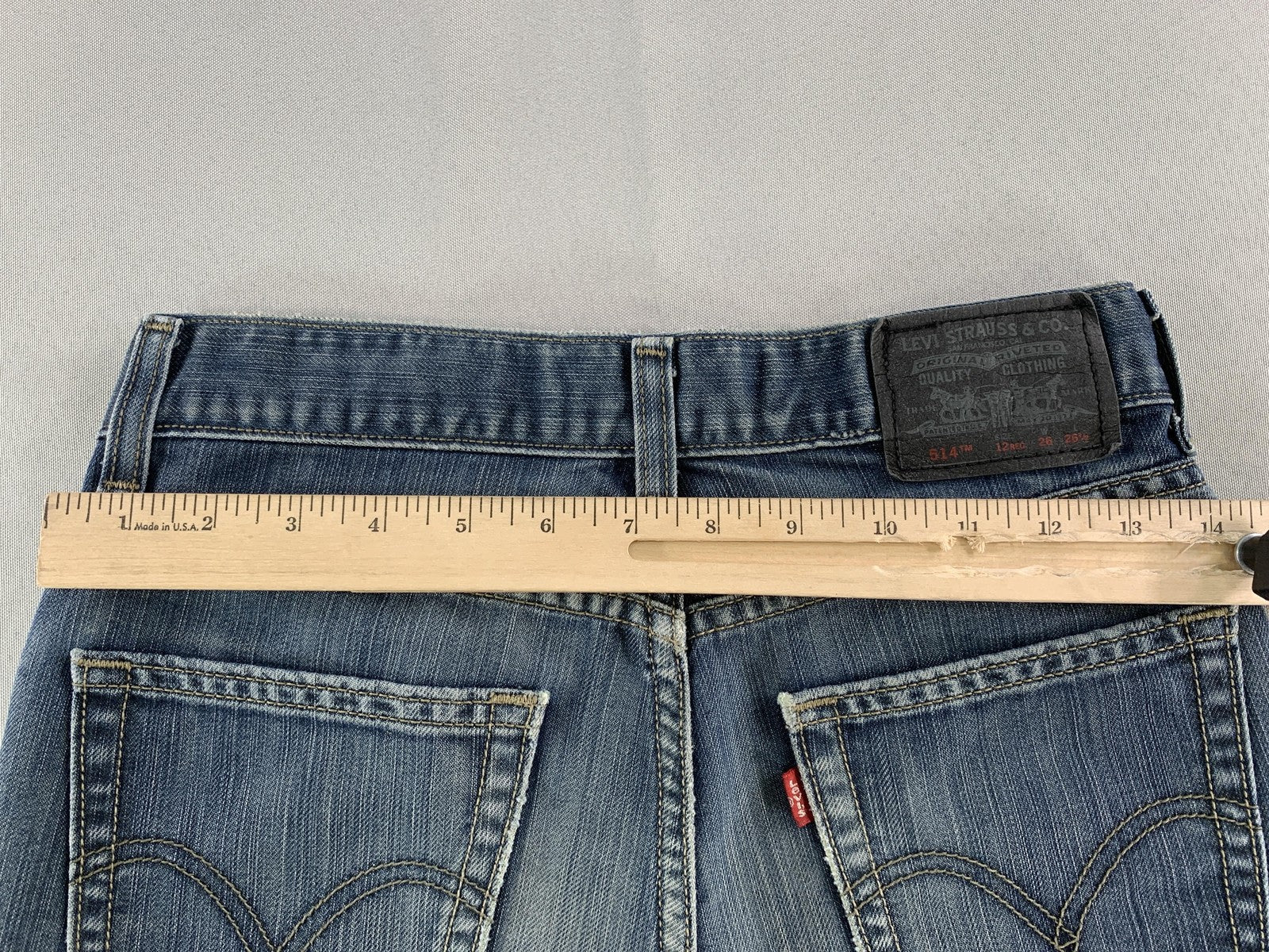 Levis 514 Jeans Mens 26x29.5 Blue Slim Straight Red Tab Denim Mid Rise Classic
