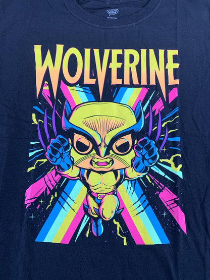 Wolverine Shirt Mens Large Black Marvel Pop Tees Graphic Neon Superhero Retro