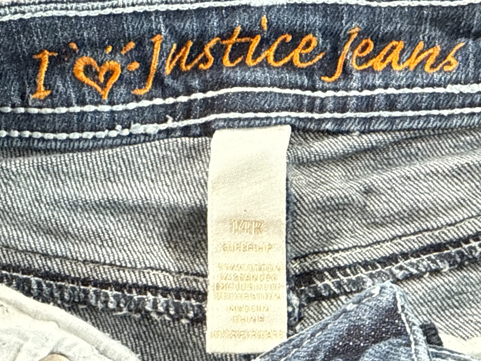 Justice Jeans Girls 14R Blue Denim Flare Bootcut Stretch Low Rise Pants