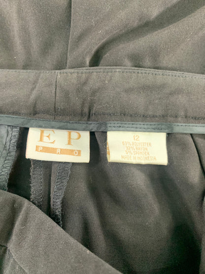 EP Pro Size 12 Brown Stretch Dress Pants Trouser Flat Front Classic Career Chic