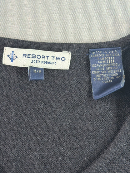 Resort Two Joey Rodolfo Gray Merino Wool V Neck Sweater Mens Medium USA