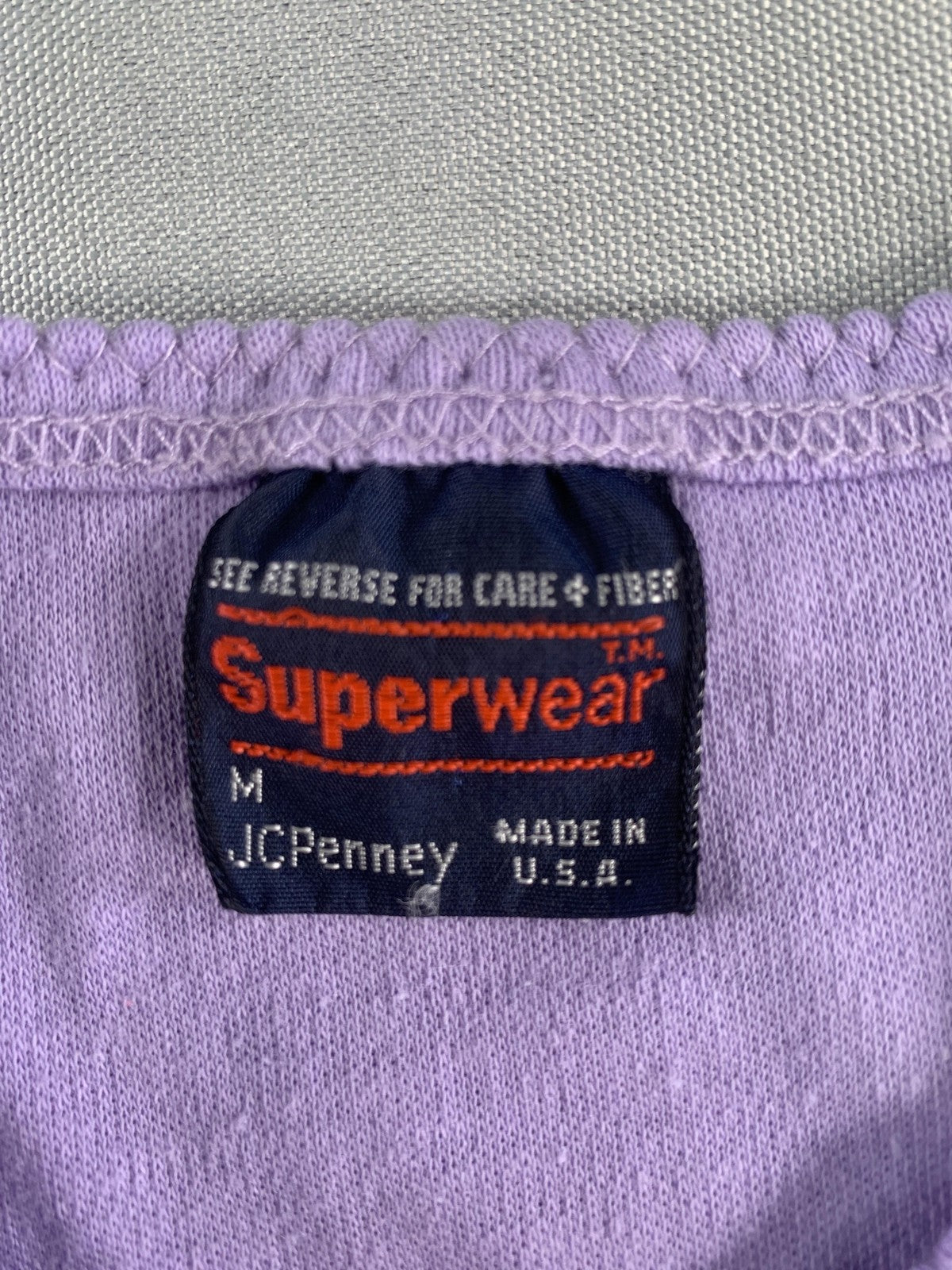 Vintage Superwear JCPenney Shirt Girls Medium Purple V-Neck Trim Made USA 90s