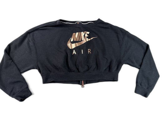 Nike Air Cropped Sweatshirt Womens S Black Cotton Blend Regular Fit Long Sleeve