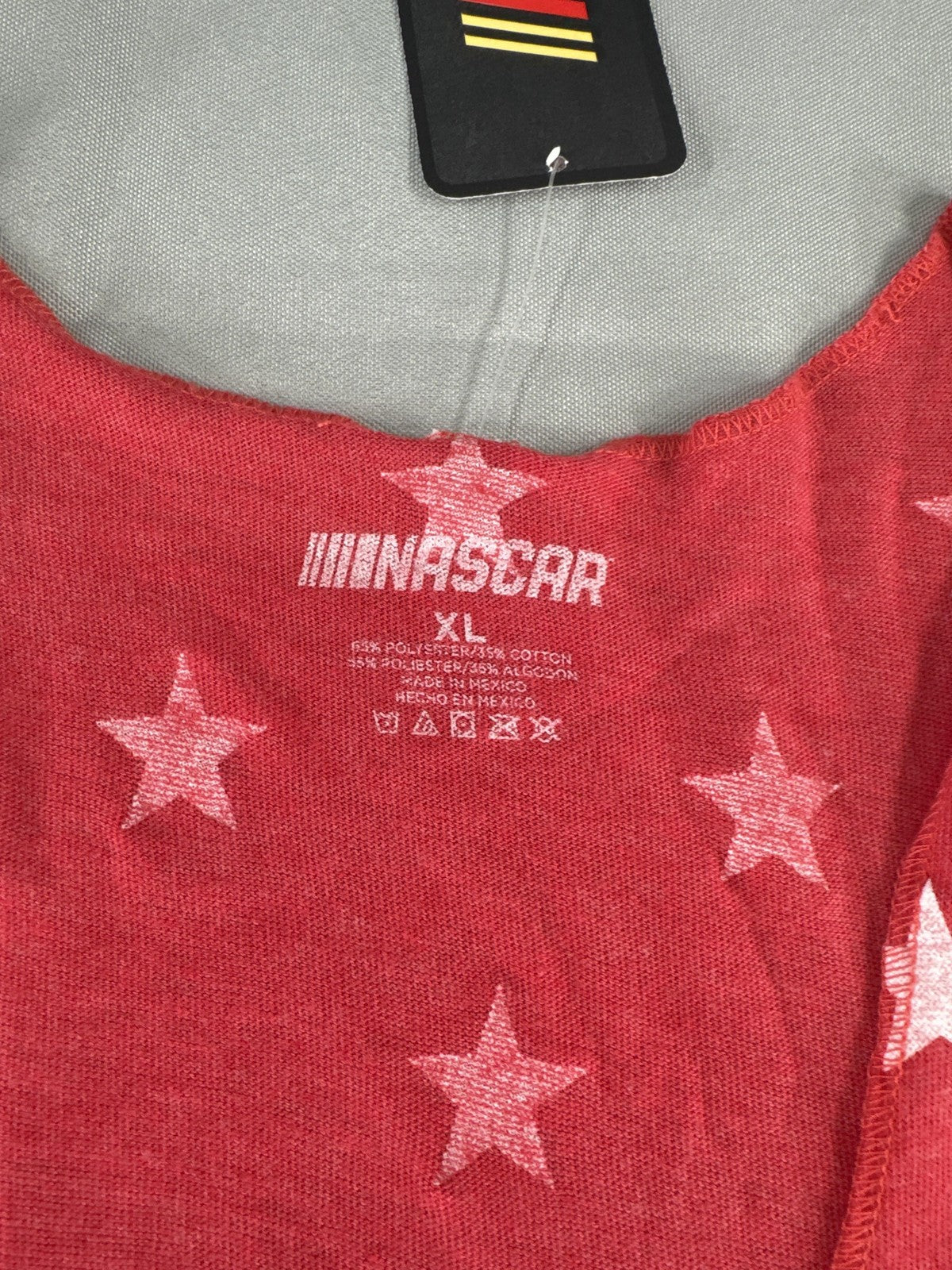 NASCAR Dega Shirt Womens XL Red Star Pattern Racerback Tank Top Graphic Tee