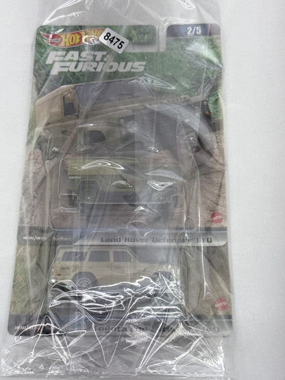 Hot Wheels Premium Fast Land Rover Defender Diecast Car Green Beige Metal Scale