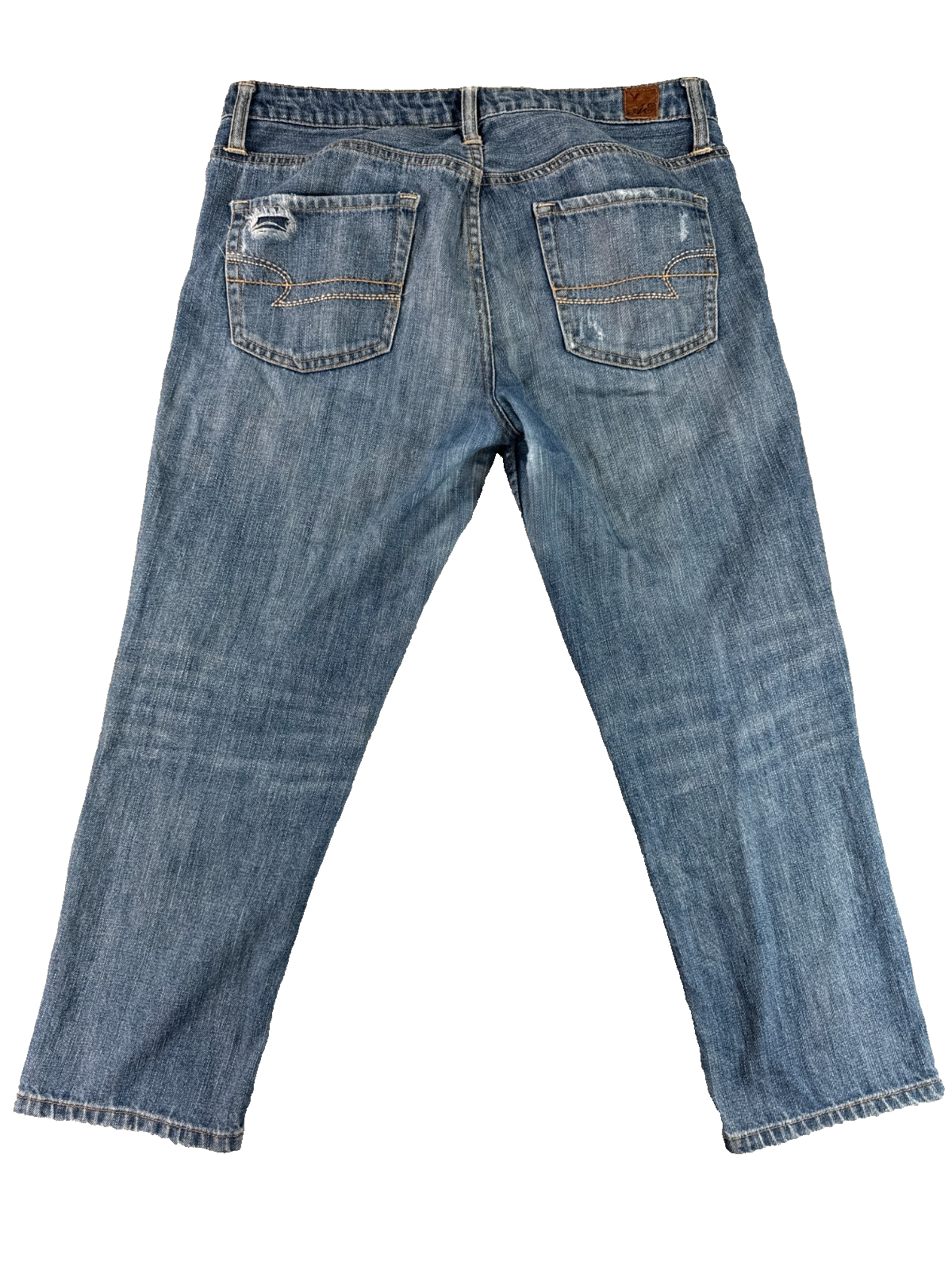 American Eagle Jeans Womens 8 Distressed Destroyed Cropped Medium Wash Boyfriend