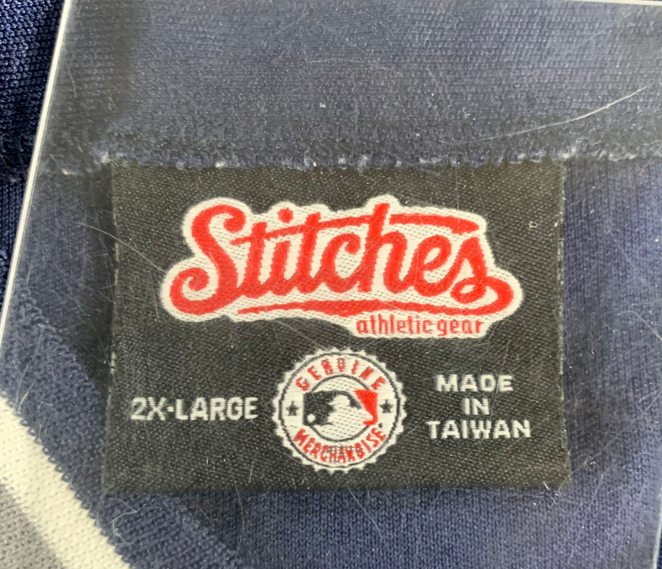 Yankees Jersey XXL Stitches Script Logo Button Up Navy Baseball Shirt Mens VTG