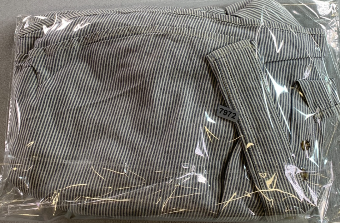 Carhartt Mens 2XL Blue Hickory Stripe Short Sleeve Button Up Work Shirt S280
