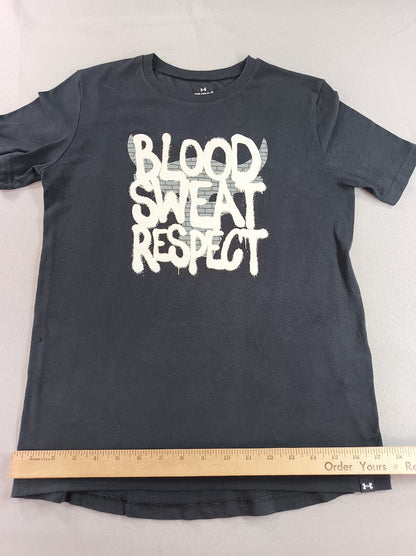Under Armour Project Rock Blood Sweat Respect Graphic Tee YLG Youth Black Cotton