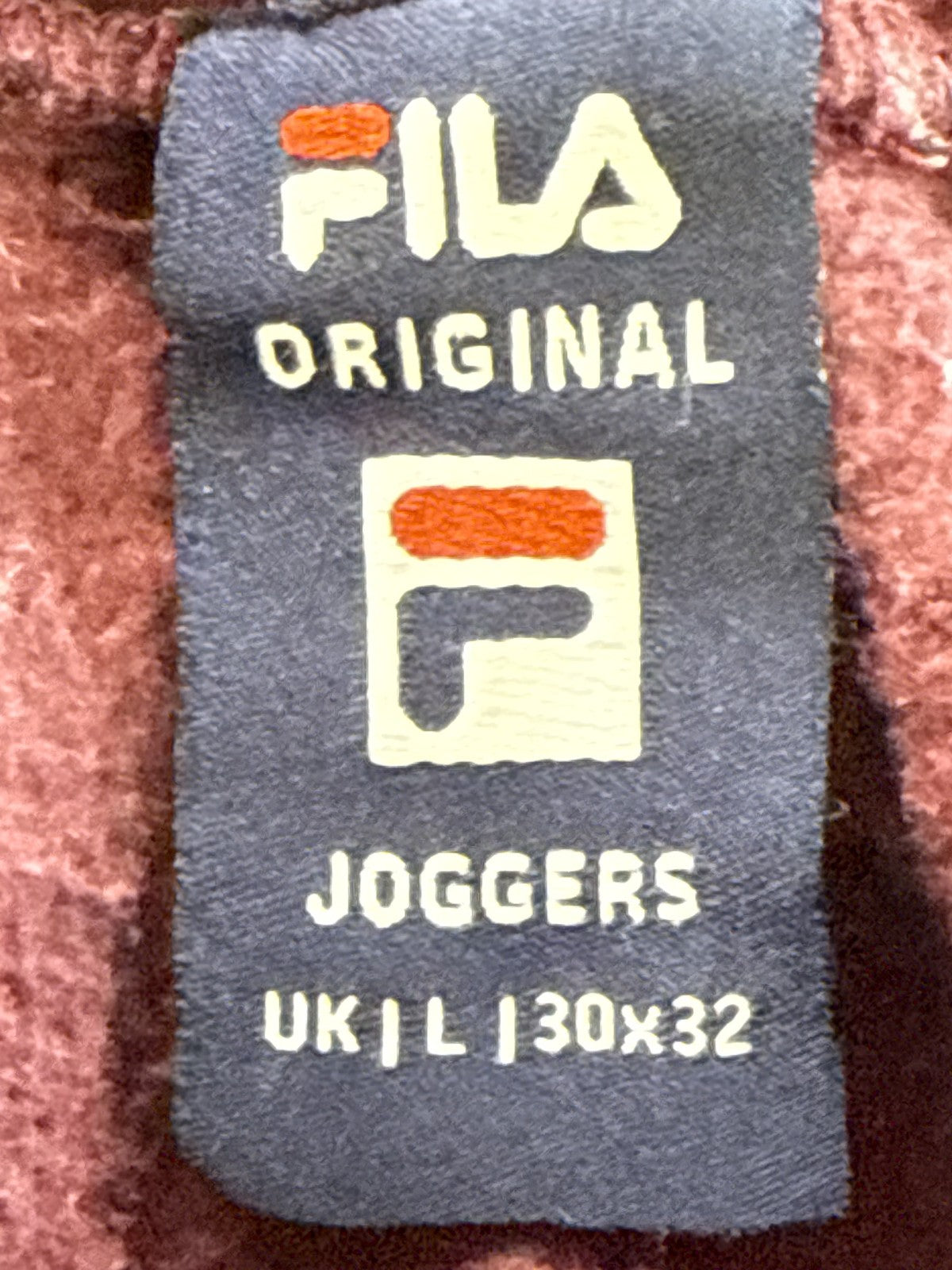 FILA Burgundy Joggers Pants L Cotton Blend Graphic Elastic Waistband Drawstring