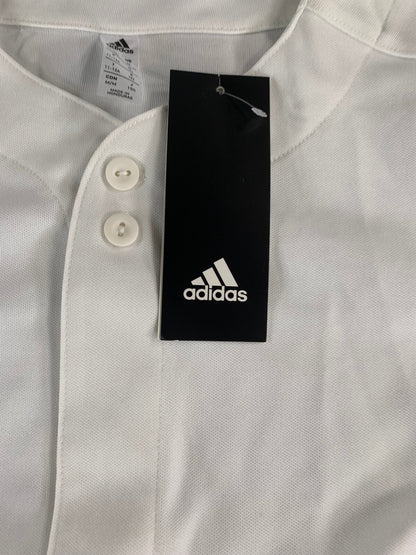 Adidas Youth Baseball Jersey White Button Up Short Sleeve Shirt Size M 11-12Y NW
