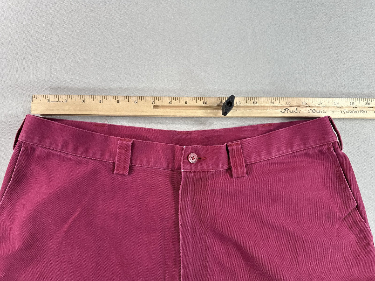 ASHWORTH AM 6174R Chino Shorts W36 Maroon 100% Cotton Pleated Thailand Golf