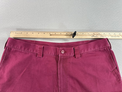 ASHWORTH AM 6174R Chino Shorts W36 Maroon 100% Cotton Pleated Thailand Golf