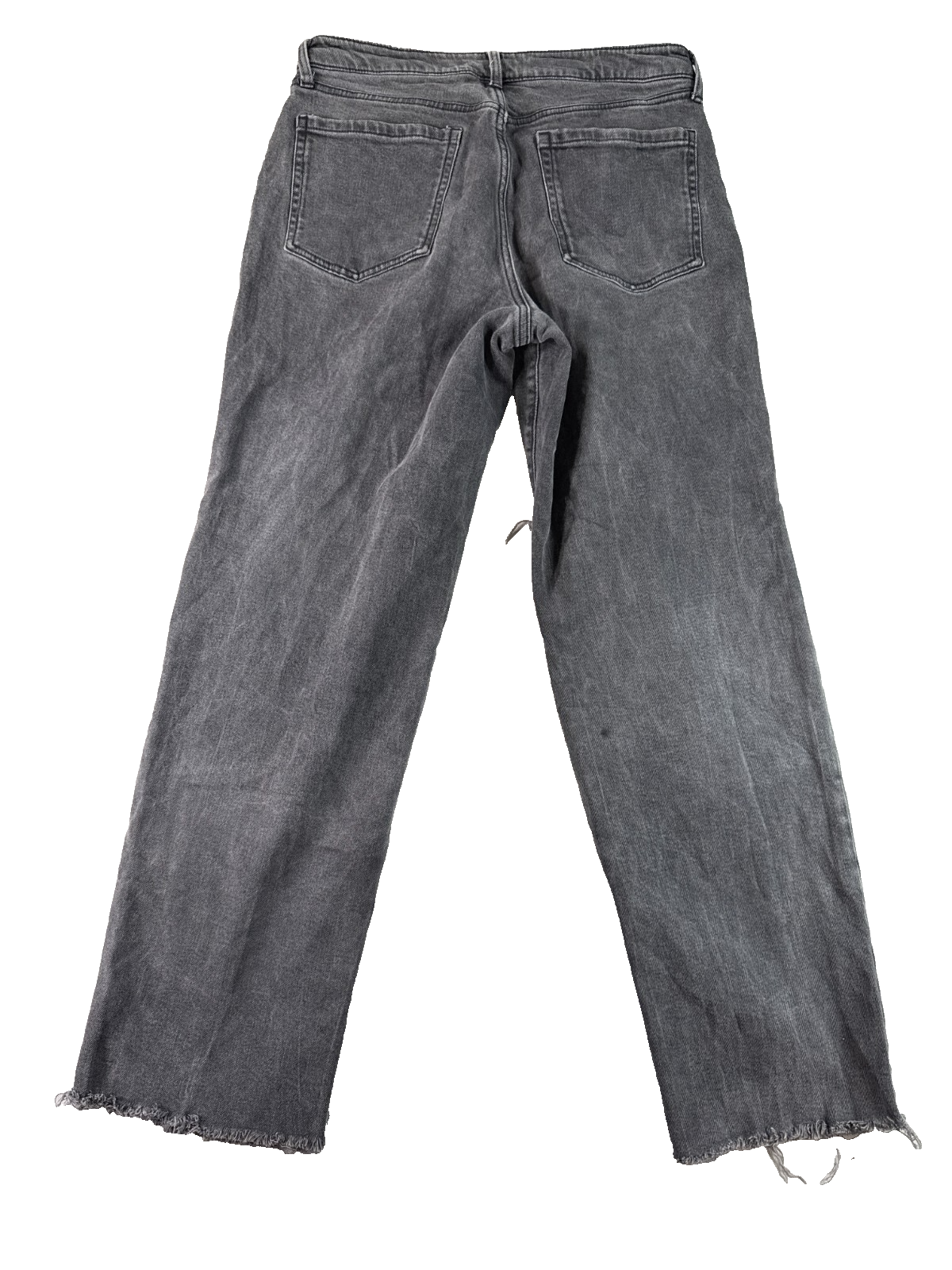 Old Navy O.G. Loose Black Gray Distressed Jeans Cropped Raw Hem Womens 10