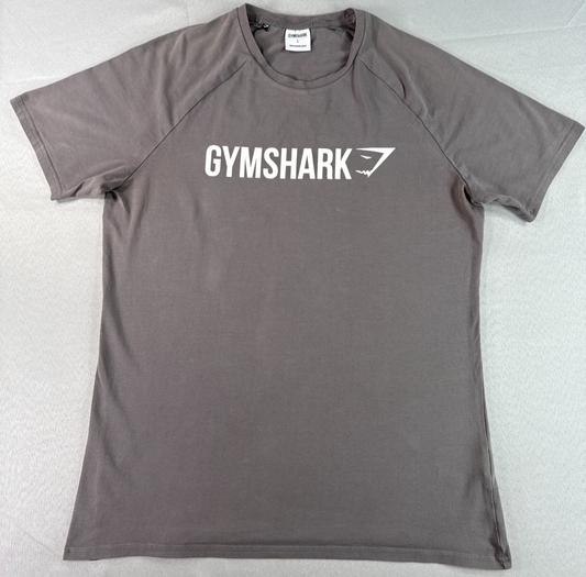 Gymshark Apollo Mens Large Charcoal Gray Muscle Fit Raglan Logo Workout T-Shirt