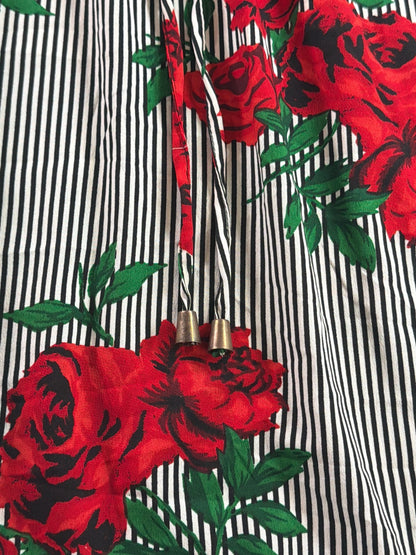 Hint of Blush Women 2X Rose Floral Stripe Dress Bell Sleeve Drawstring Waist