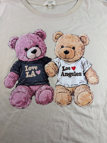 No Comment Plus Teddy Bear Graphic Tee Womens 1X Beige Los Angeles Cute Shirt