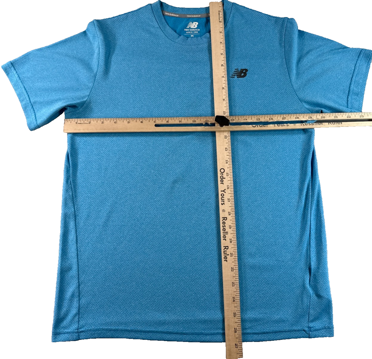 New Balance Mens M Light Blue Performance Athletic Tee Short Sleeve Mesh Running