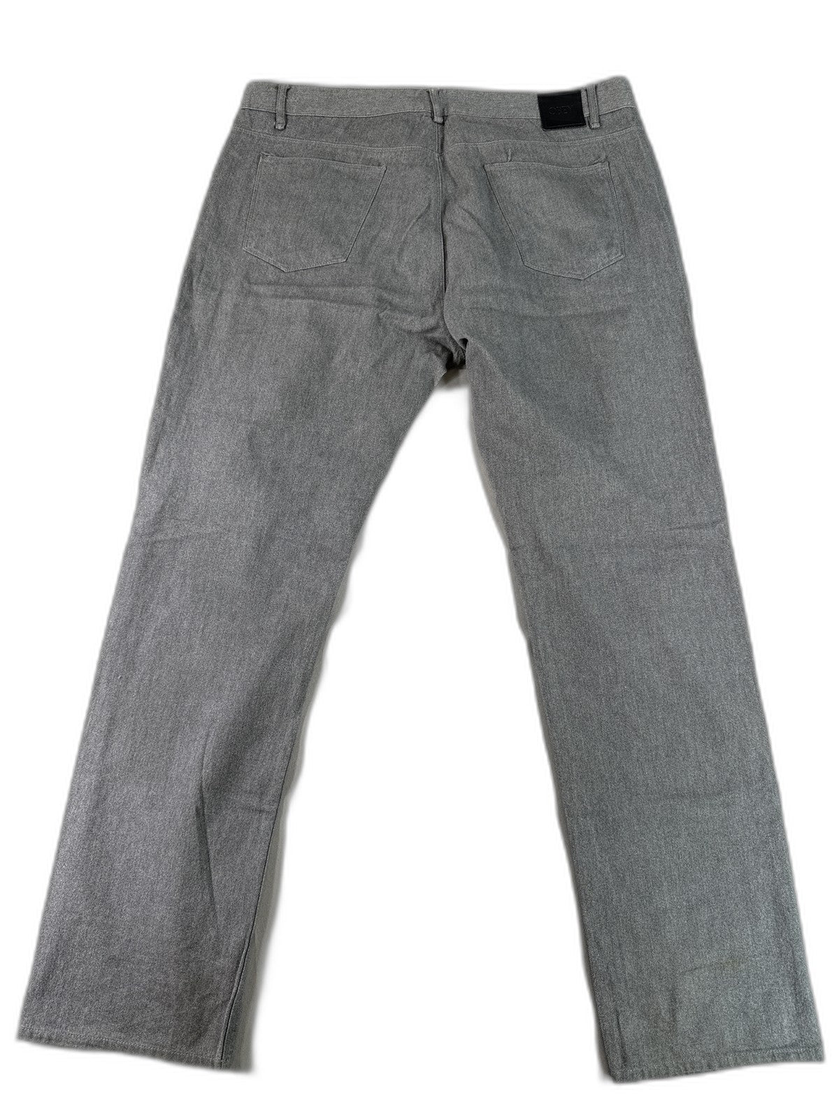 OBEY Straight Leg Jeans 38 Gray Cotton Polyurethane Stretch Modern Mid Slim