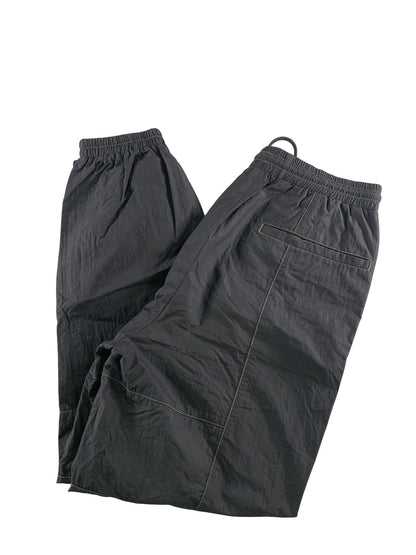 IISE Jogger Pants Mens Small Black Crinkle Nylon Elastic Cuff Relaxed Fit Casual