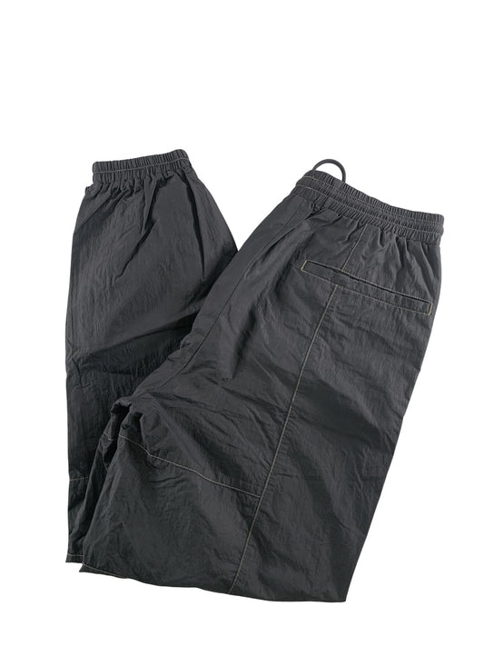 IISE Jogger Pants Mens Small Black Crinkle Nylon Elastic Cuff Relaxed Fit Casual