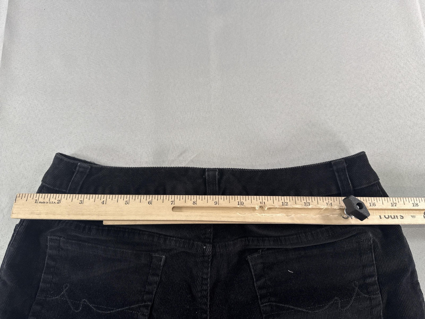 St Johns Bay Pants Womens 10 Petite Black Corduroy Stretch Flare Pockets Casual