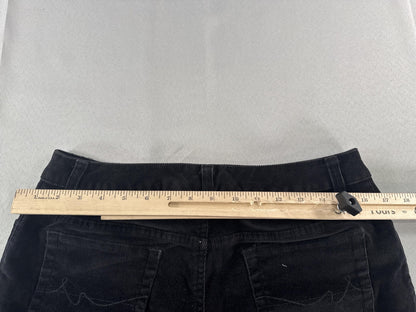 St Johns Bay Pants Womens 10 Petite Black Corduroy Stretch Flare Pockets Casual