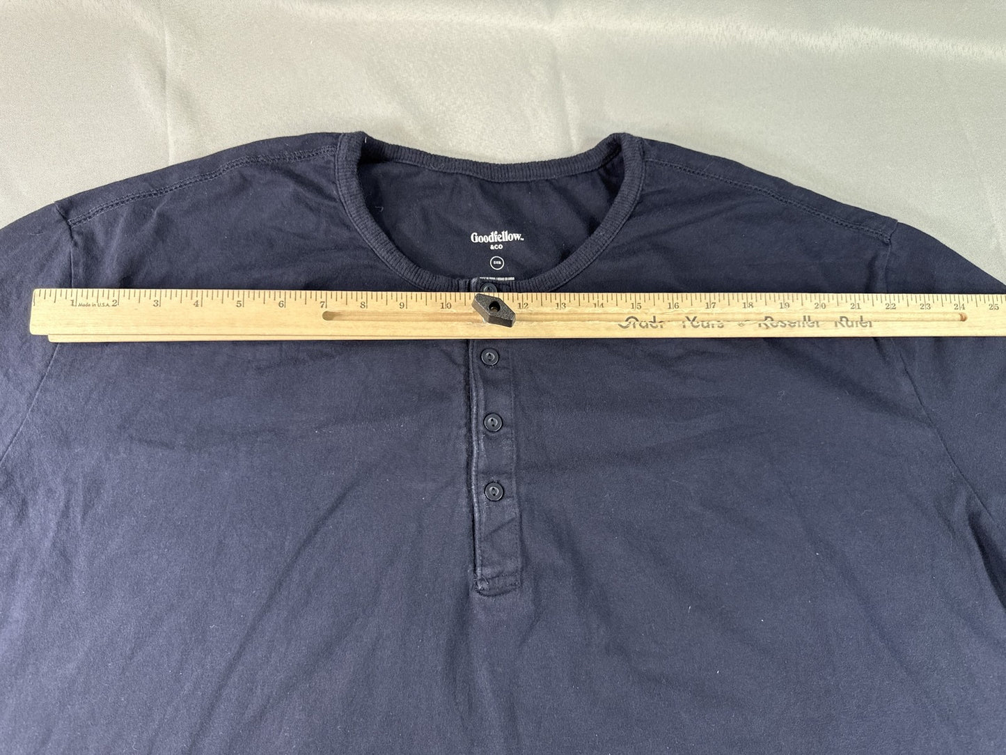 Goodfellow Co Henley Shirt Mens 5XB Navy Blue Long Sleeve Cotton Regular Fit