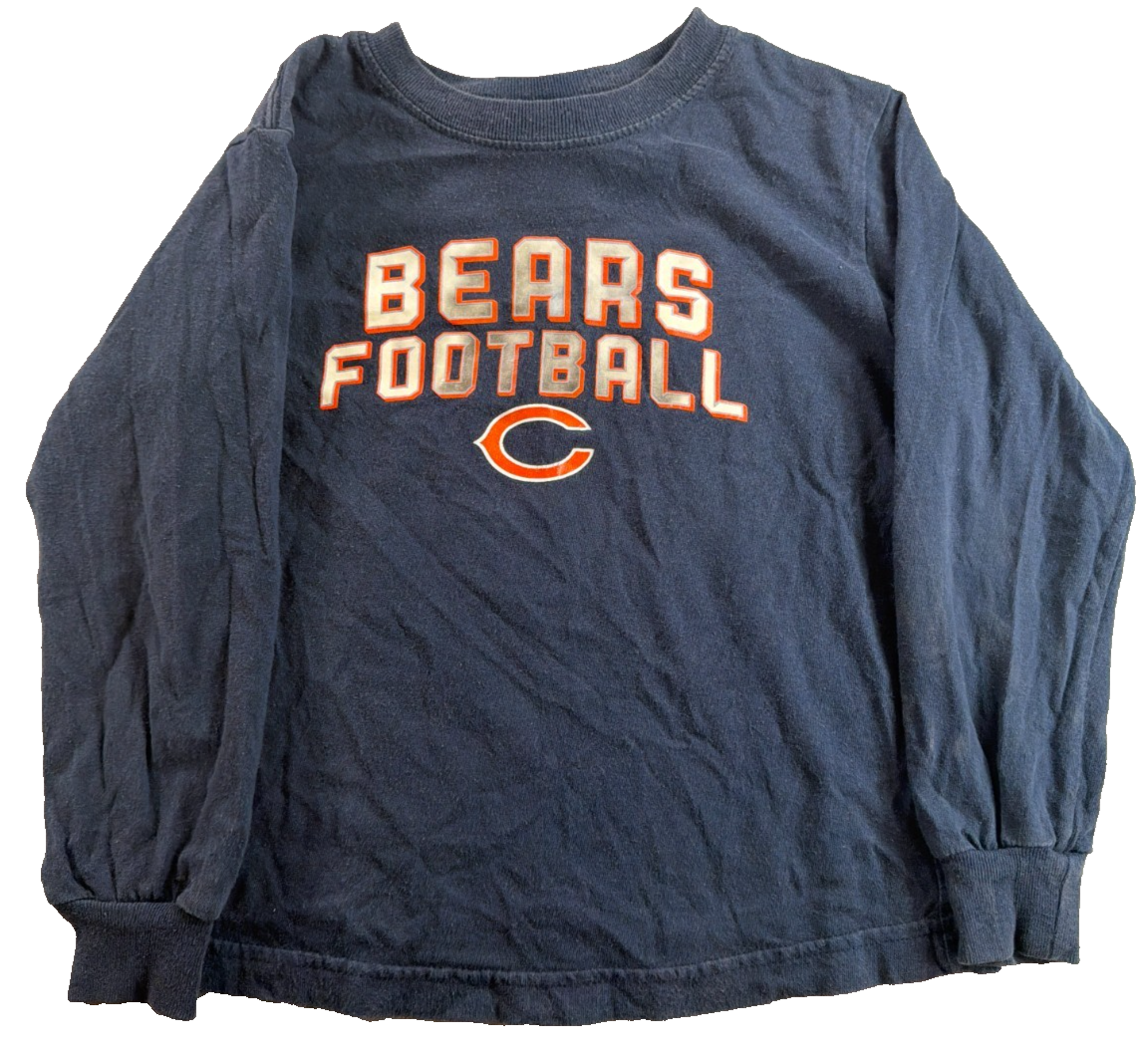 Reebok Chicago Bears Boys M 5/6 Navy Blue Long Sleeve NFL Football Logo T Shirt