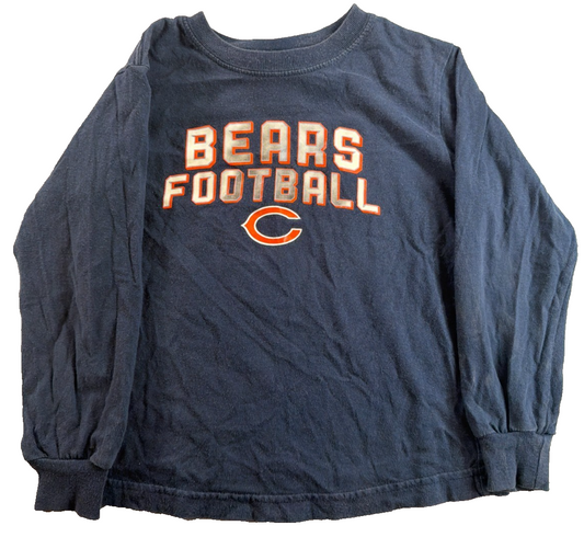 Reebok Chicago Bears Boys M 5/6 Navy Blue Long Sleeve NFL Football Logo T Shirt
