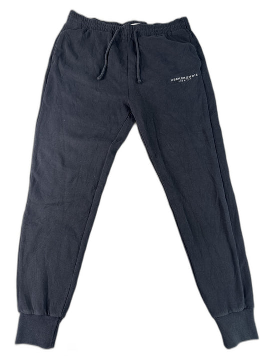 Abercrombie Fitch Joggers L Black Cotton Blend Fleece Elastic Waist Unisex