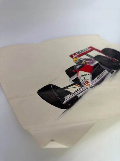 Ayrton Senna McLaren Print Cademartori Signed Ltd 72 500 F1 Racing Art Vintage