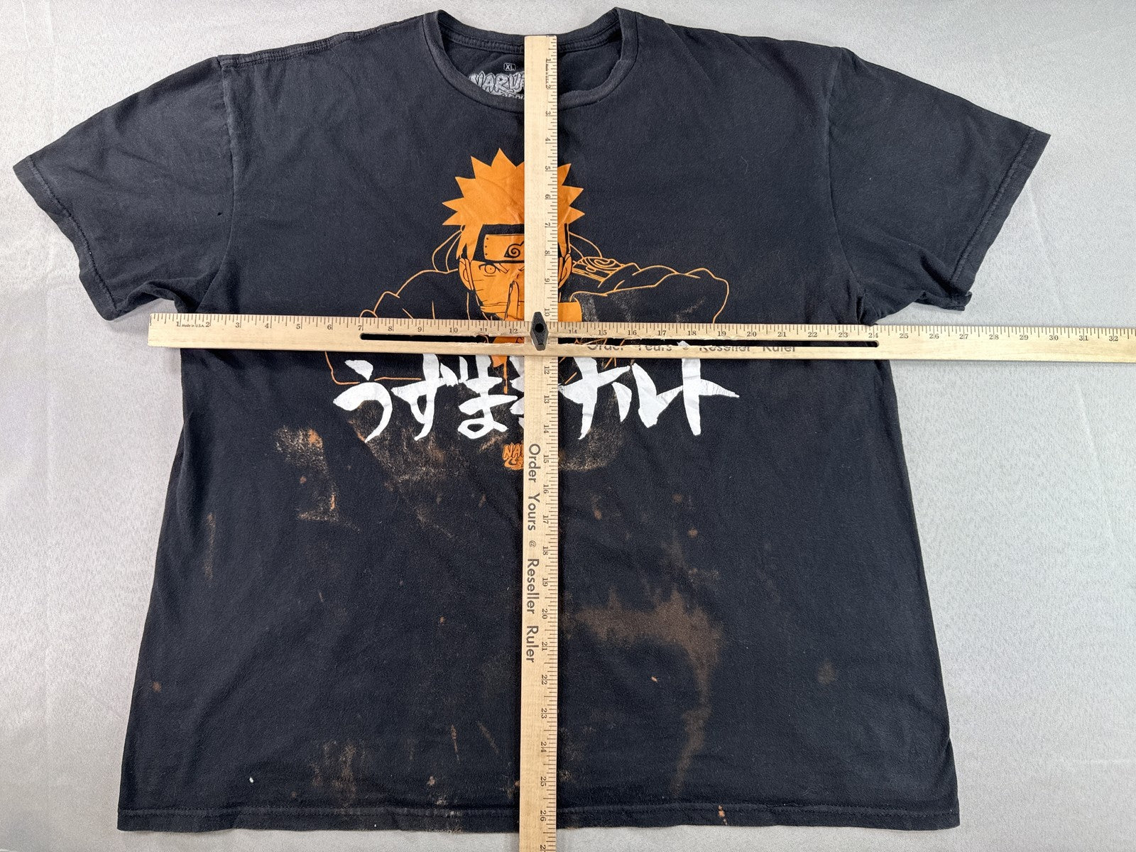 Naruto Shippuden Graphic Tee Mens XL Black Cotton Distressed Short Sleeve