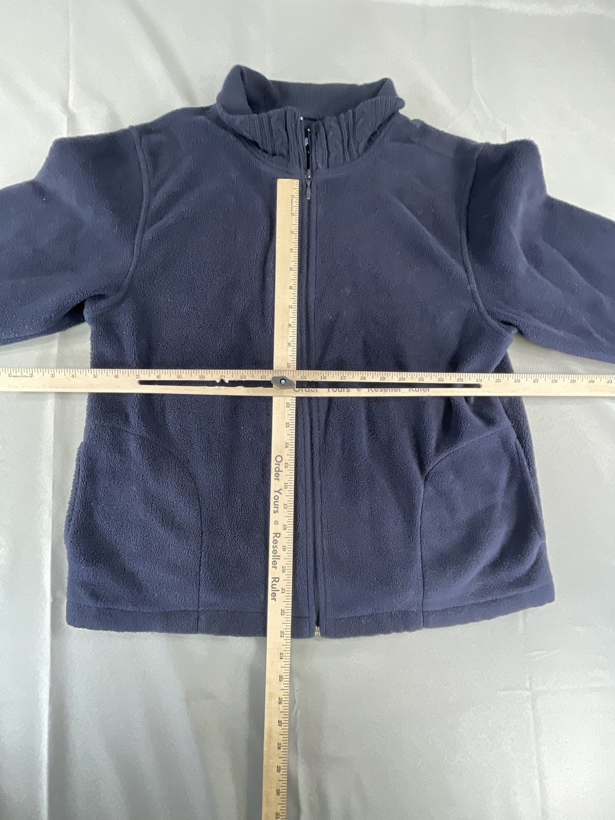 Pacer Fleece Jacket Womens Large Blue Full Zip Mock Neck Warm Cozy Polyester 100