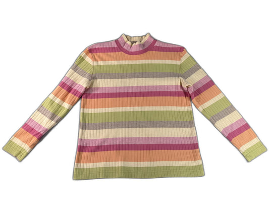 Talbots Striped Pullover Sweater Womens S Multicolor 100% Cotton High Neck Long